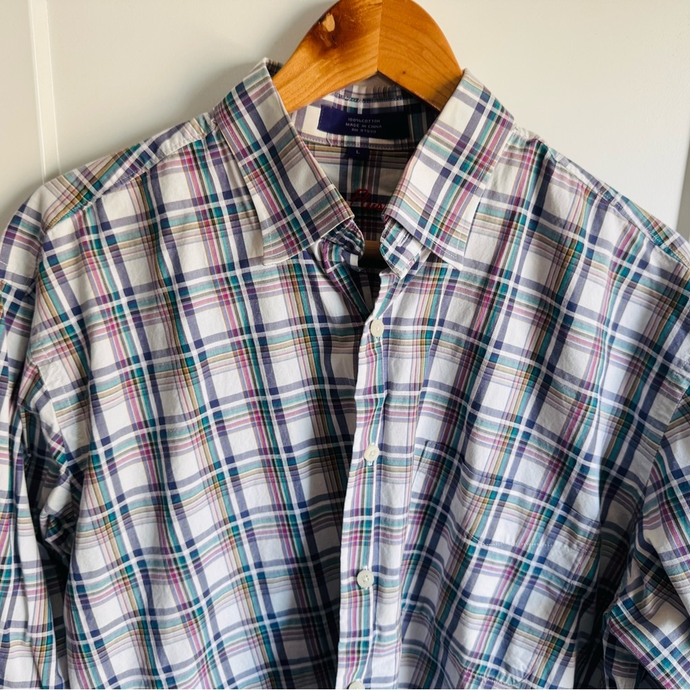 Alan Flusser Mens Plaid Button Down Shirt - Picture 4 of 5